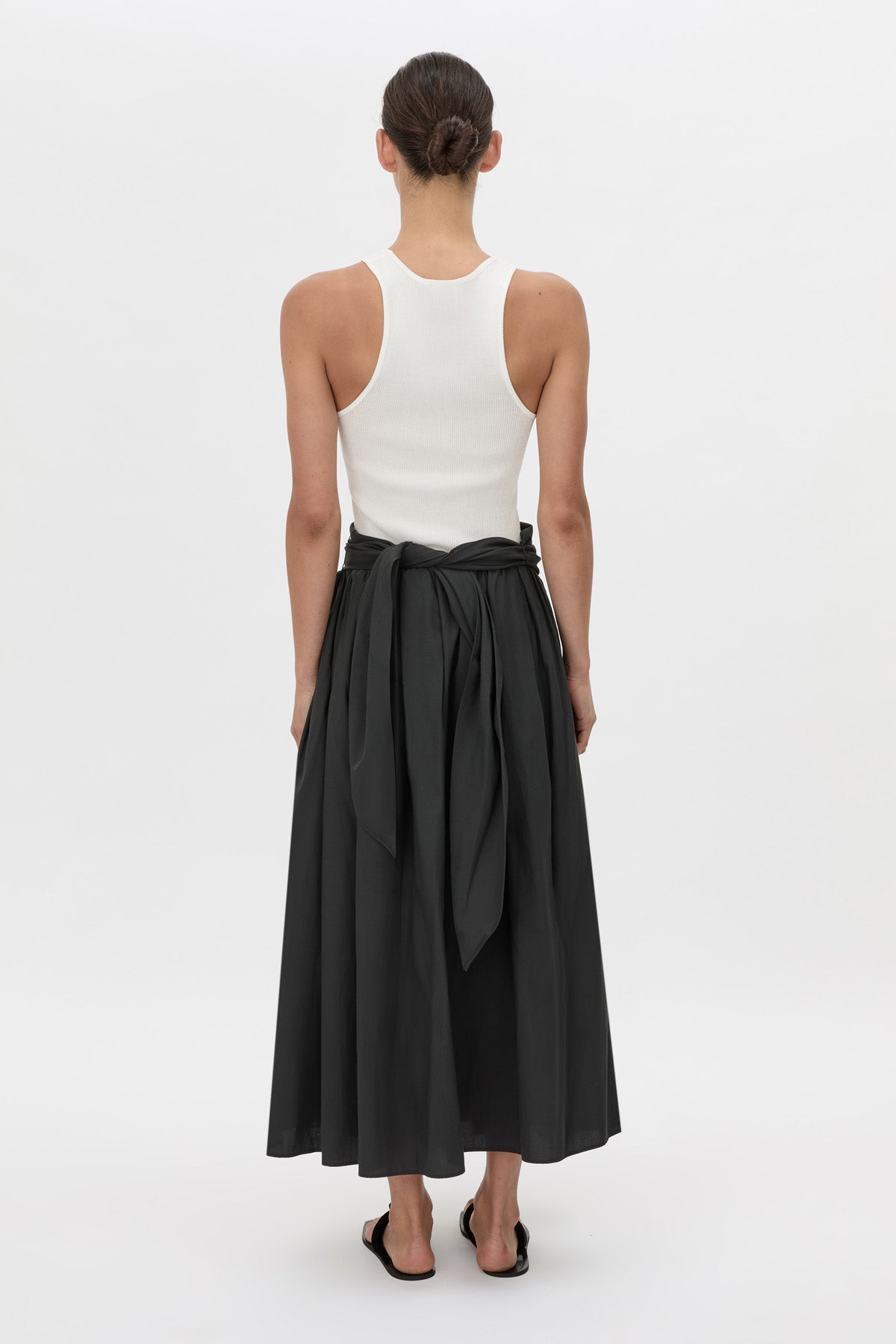 Camilla And Marc Milo Gathered Skirt with Belt in Black - close up