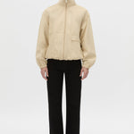 Camilla And Marc Oren Funnel Neck Jacket in Ochre Stripe - side view