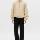 Camilla And Marc Oren Funnel Neck Jacket in Ochre Stripe - side view