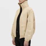 Camilla And Marc Oren Funnel Neck Jacket in Ochre Stripe - detail view