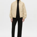 Camilla And Marc Oren Funnel Neck Jacket in Ochre Stripe - close up