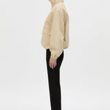 Camilla And Marc Oren Funnel Neck Jacket in Ochre Stripe - close up