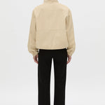 Camilla And Marc Oren Funnel Neck Jacket in Ochre Stripe - close up