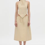 Camilla And Marc Oren Stripe Crop Top in Ochre Stripe - styled look