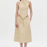 Camilla And Marc Oren Stripe Midi Skirt in Ochre Stripe - side view