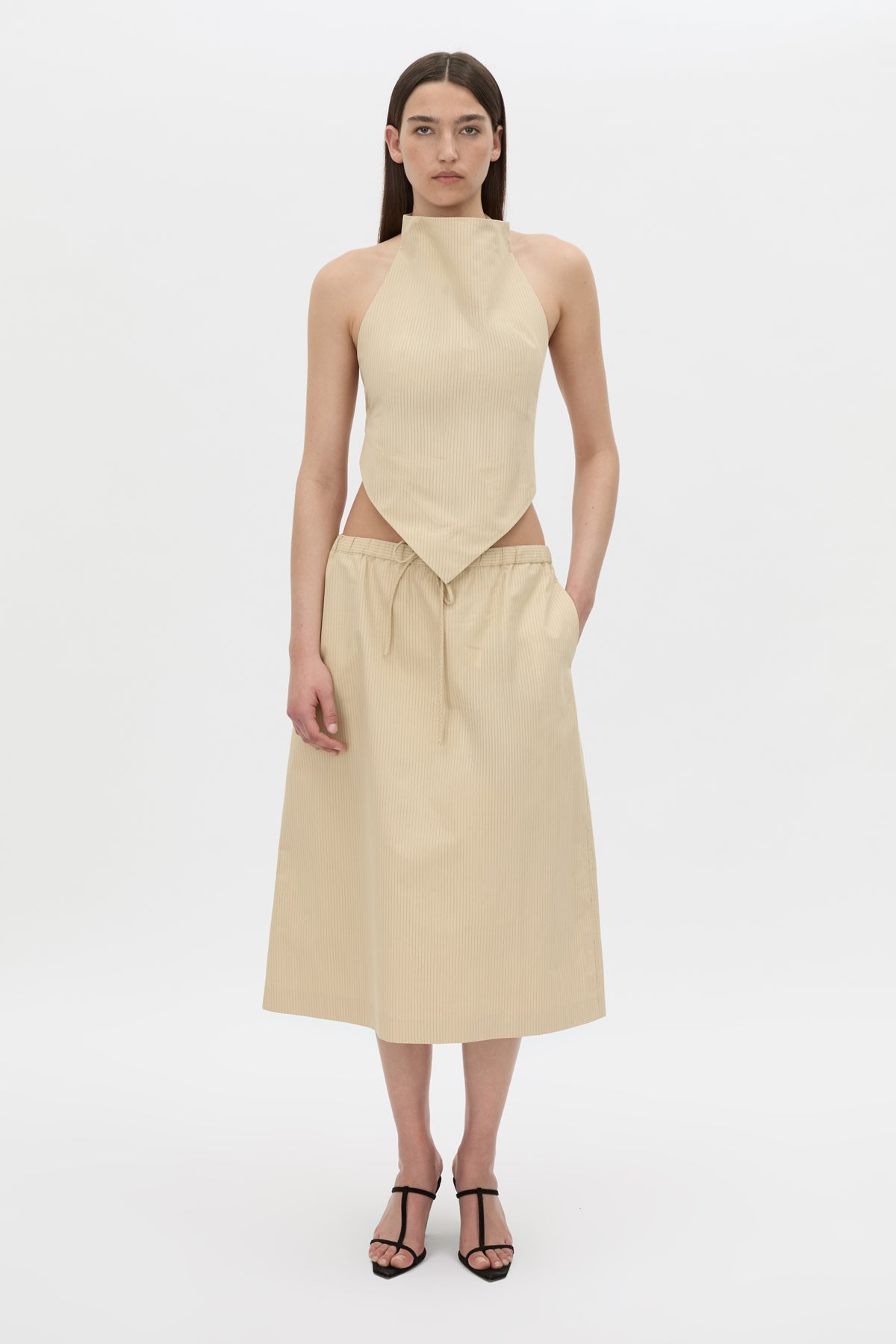 Camilla And Marc Oren Stripe Midi Skirt in Ochre Stripe - side view