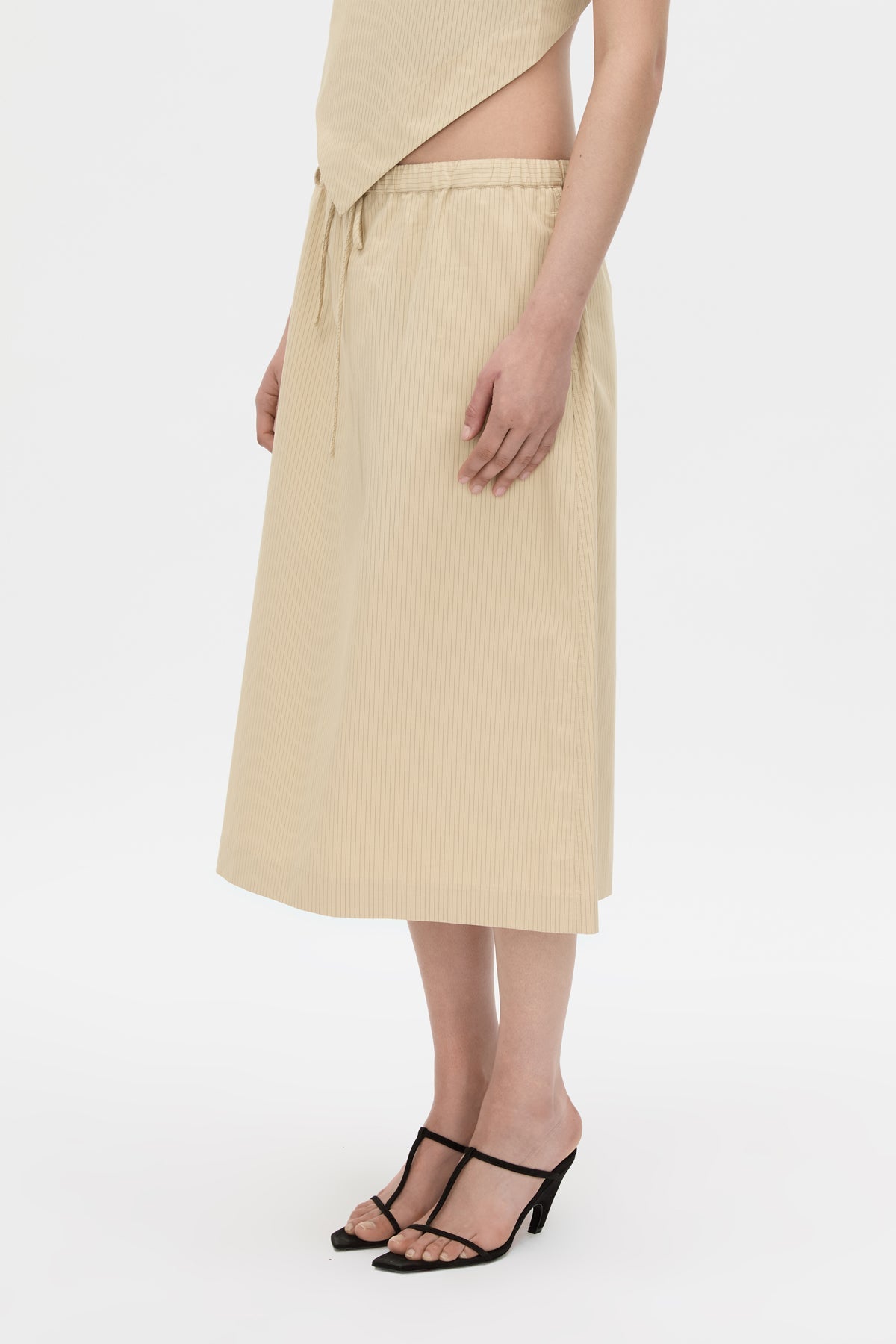 Camilla And Marc Oren Stripe Midi Skirt in Ochre Stripe - detail view