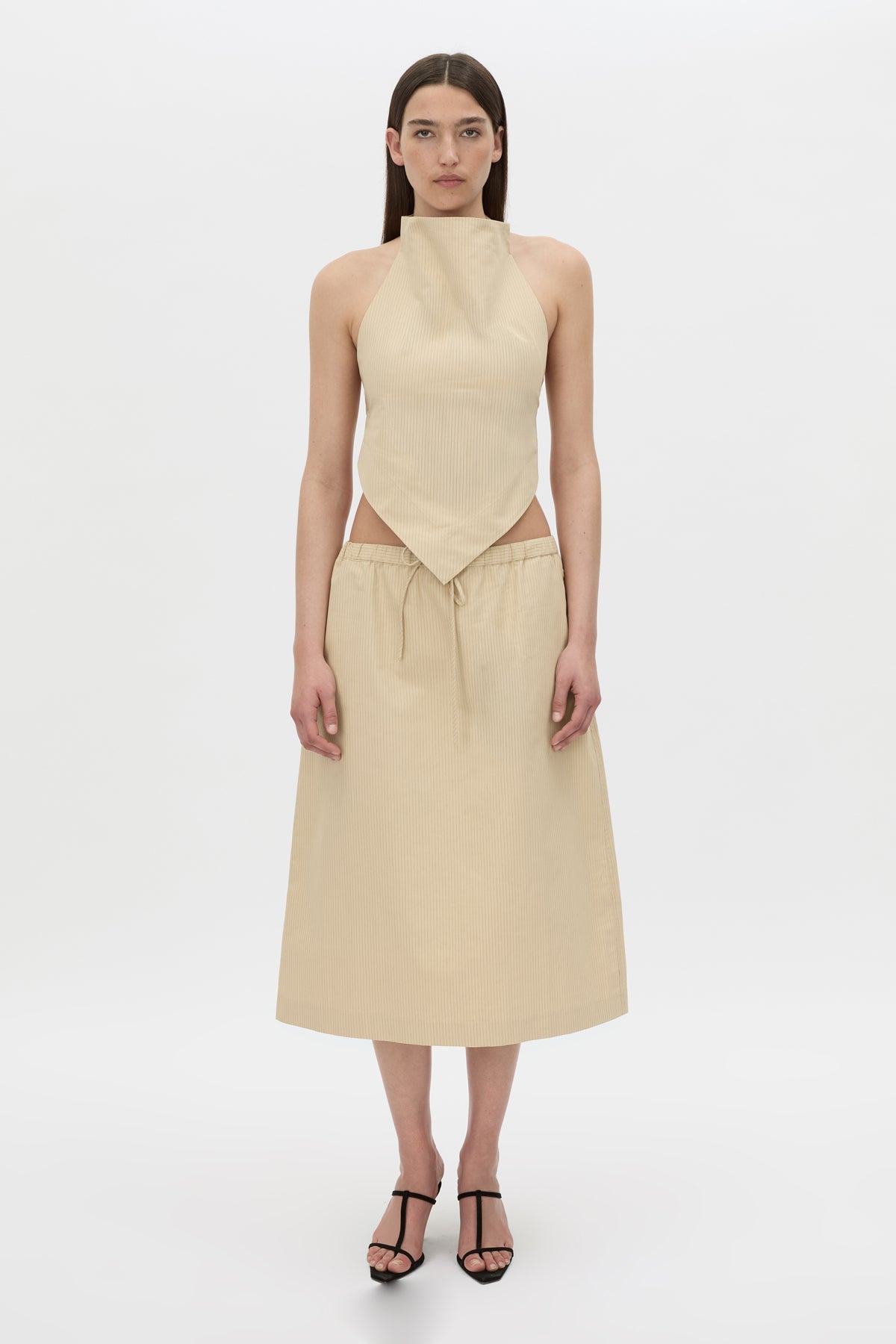 Camilla And Marc Oren Stripe Midi Skirt in Ochre Stripe - outfit inspiration
