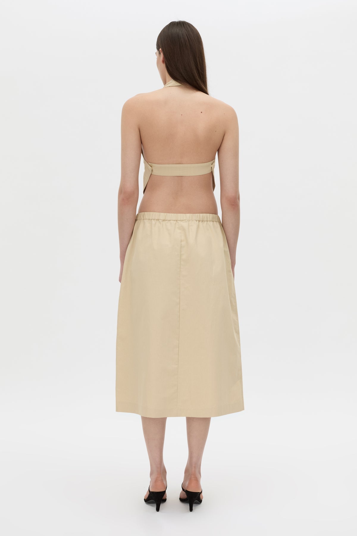 Camilla And Marc Oren Stripe Midi Skirt in Ochre Stripe - close up