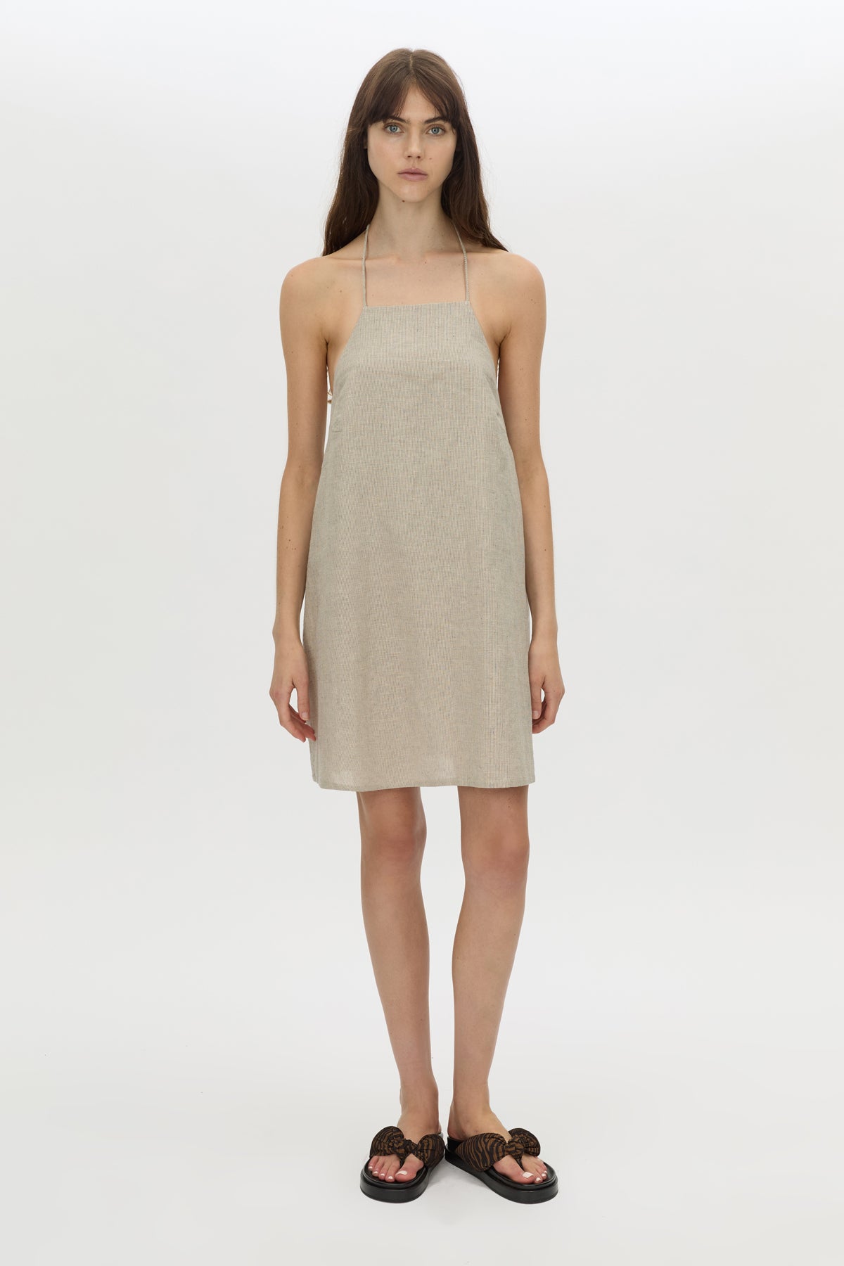 Camilla And Marc Phostre Halter Mini Dress in Sand - side view
