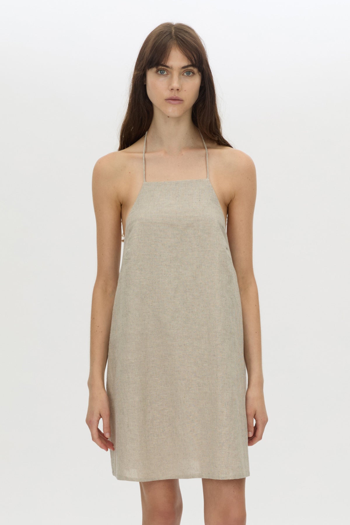 Camilla And Marc Phostre Halter Mini Dress in Sand - detail view