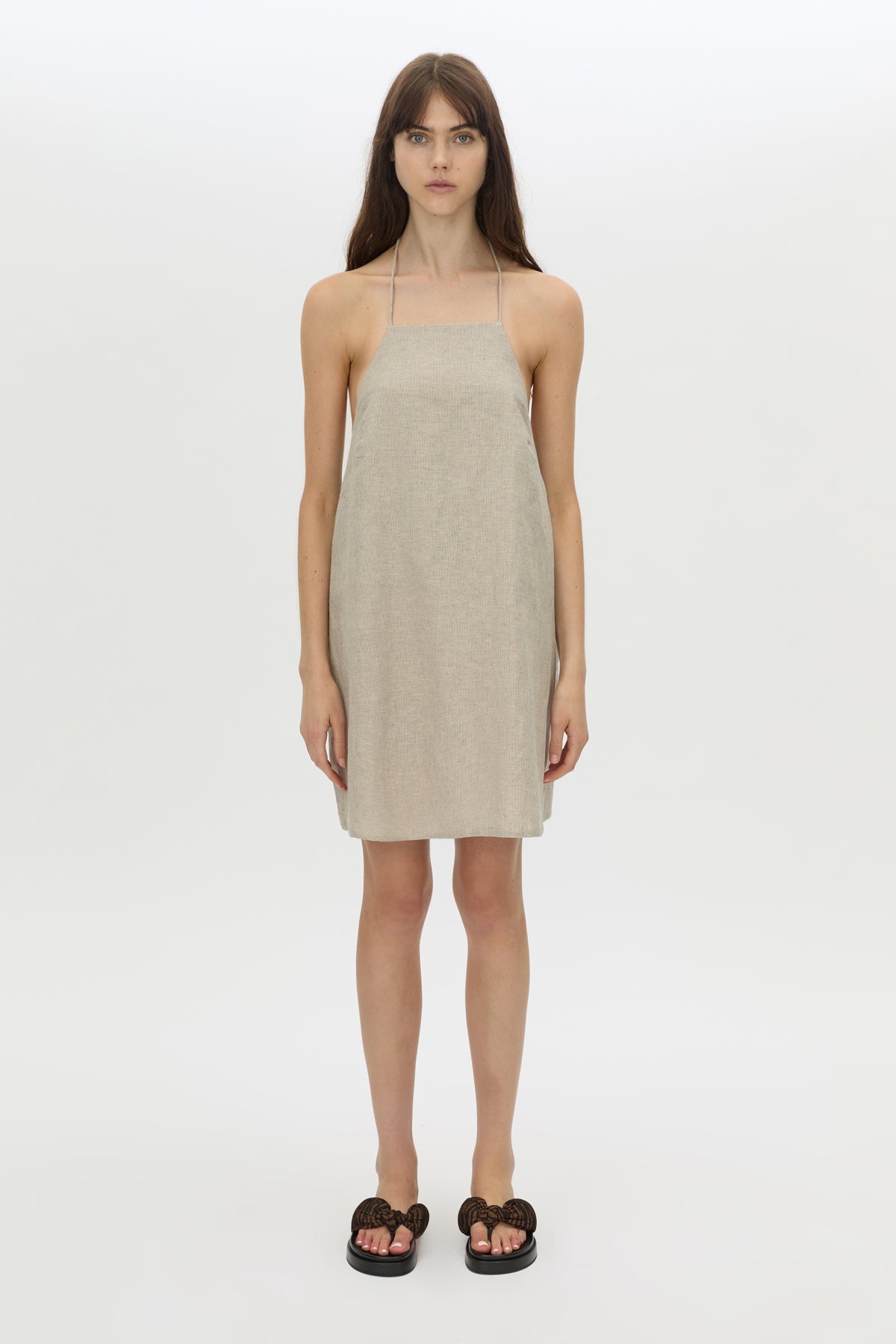 Camilla And Marc Phostre Halter Mini Dress in Sand - styled look