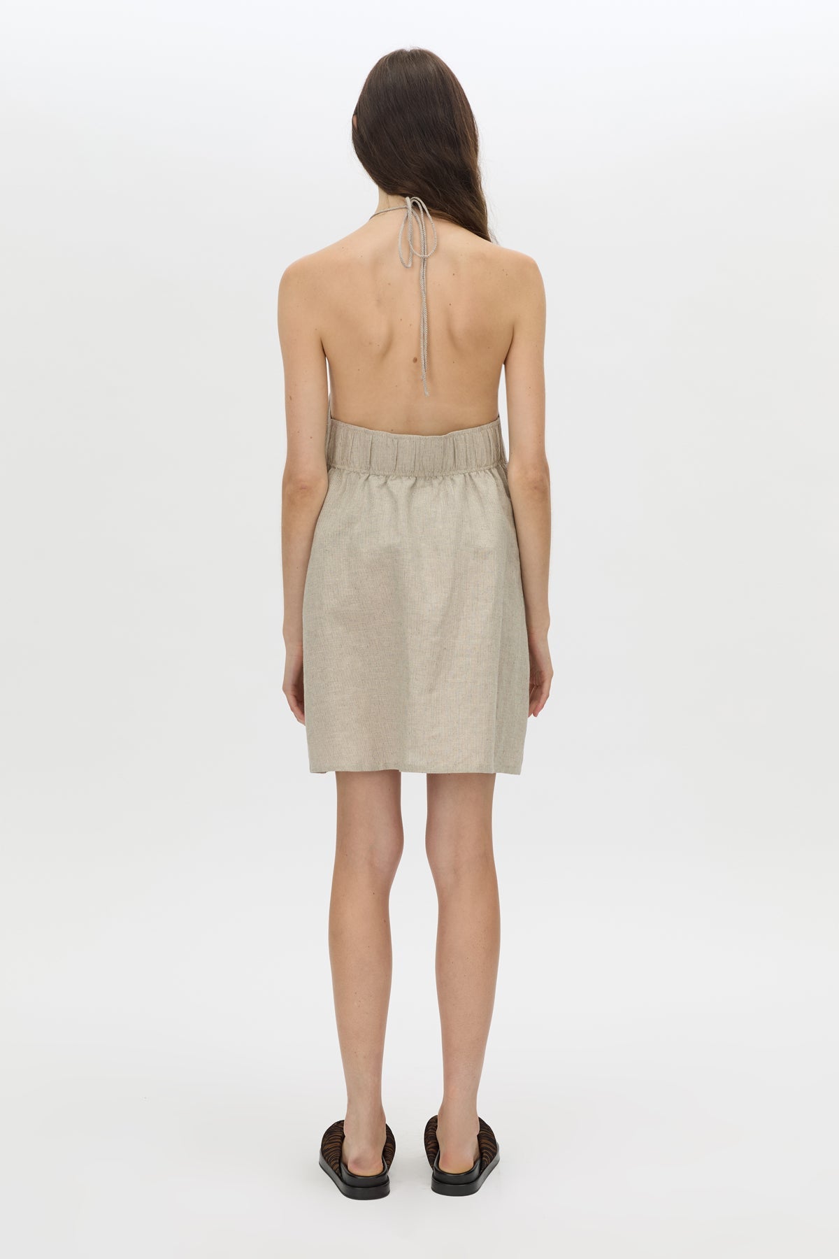 Camilla And Marc Phostre Halter Mini Dress in Sand - close up