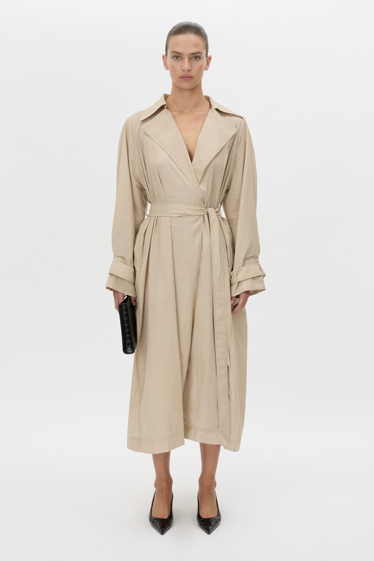 Camilla And Marc Pietro Full Length Sheer Trench in Stone - side view