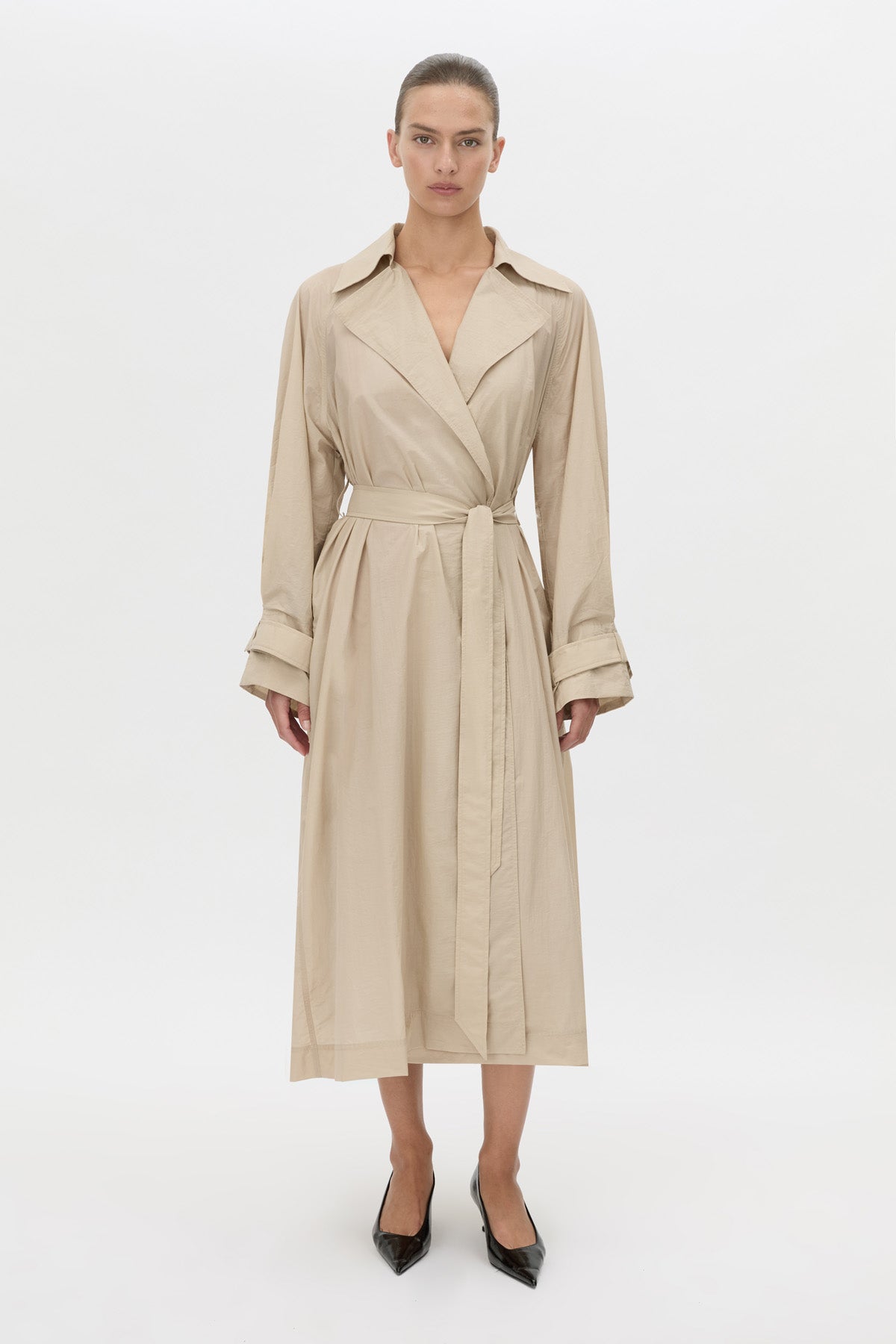 Camilla And Marc Pietro Full Length Sheer Trench in Stone - styled look