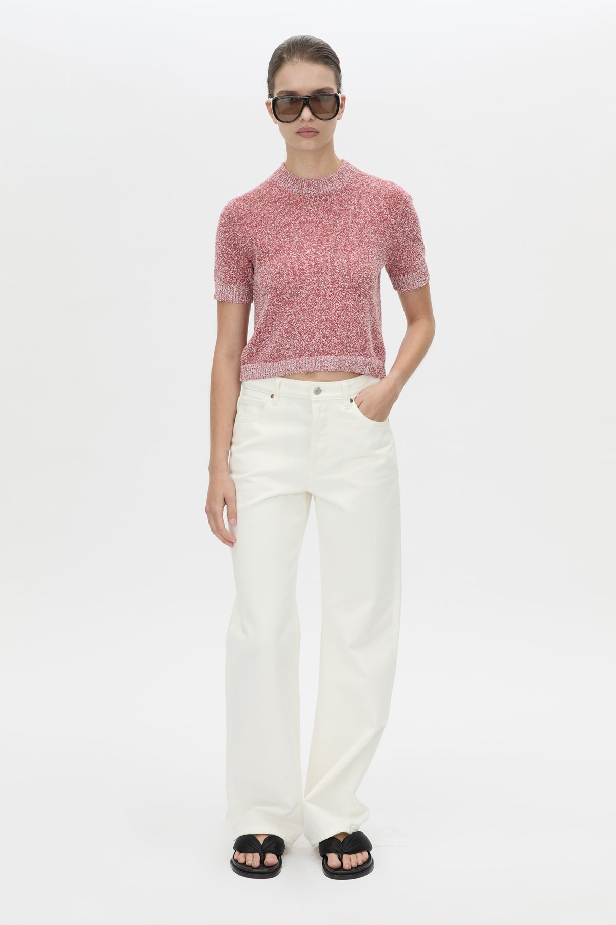Camilla And Marc Soleo Textured Knit Tshirt in Watermelon - side view