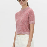 Camilla And Marc Soleo Textured Knit Tshirt in Watermelon - detail view