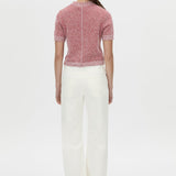 Camilla And Marc Soleo Textured Knit Tshirt in Watermelon - close up