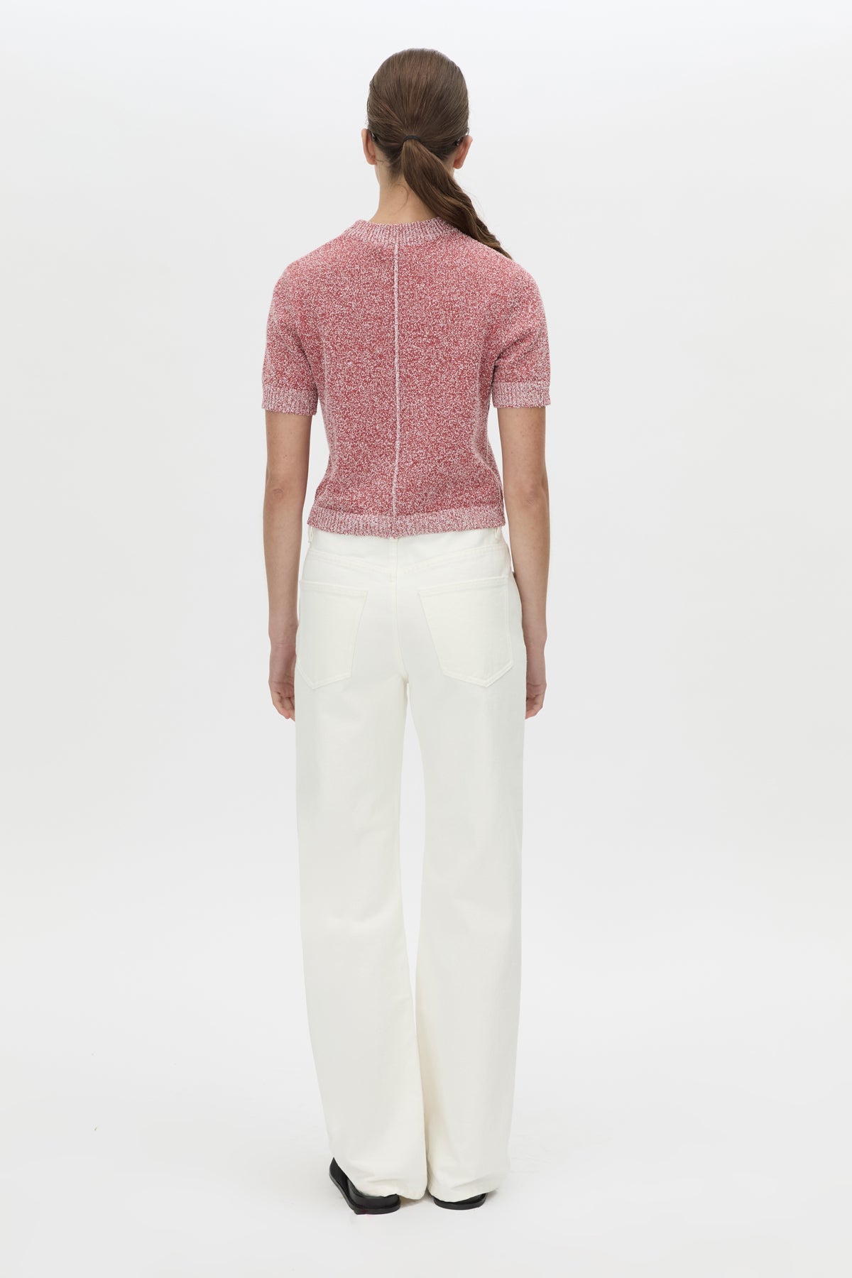 Camilla And Marc Soleo Textured Knit Tshirt in Watermelon - close up