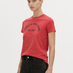 Camilla And Marc Sparrow Graphic Neat Fit Tee in Red and Black - detail view