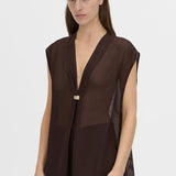Camilla And Marc Tessara Top in Chocolate - detail view