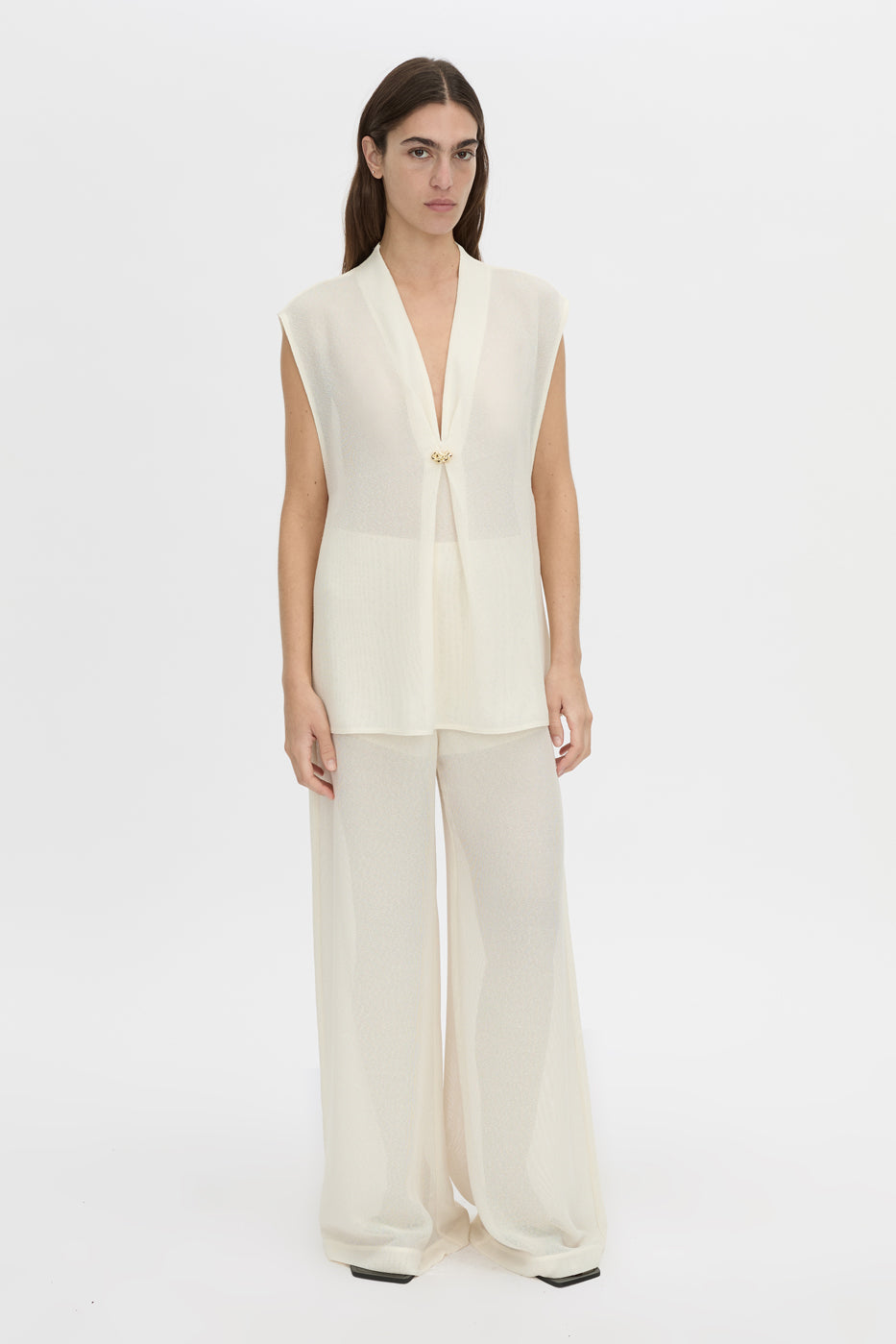 Camilla And Marc Tessara Top in Cream - side view