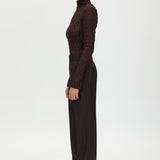 Camilla and Marc Saxony High Waisted Pintuck Pant in Espresso Pindot