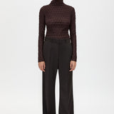 Camilla and Marc Saxony High Waisted Pintuck Pant in Espresso Pindot