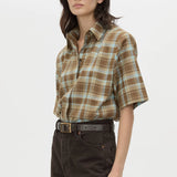 Camilla and Marc Arian Short Sleeve Check Shirt in Chocolate Check