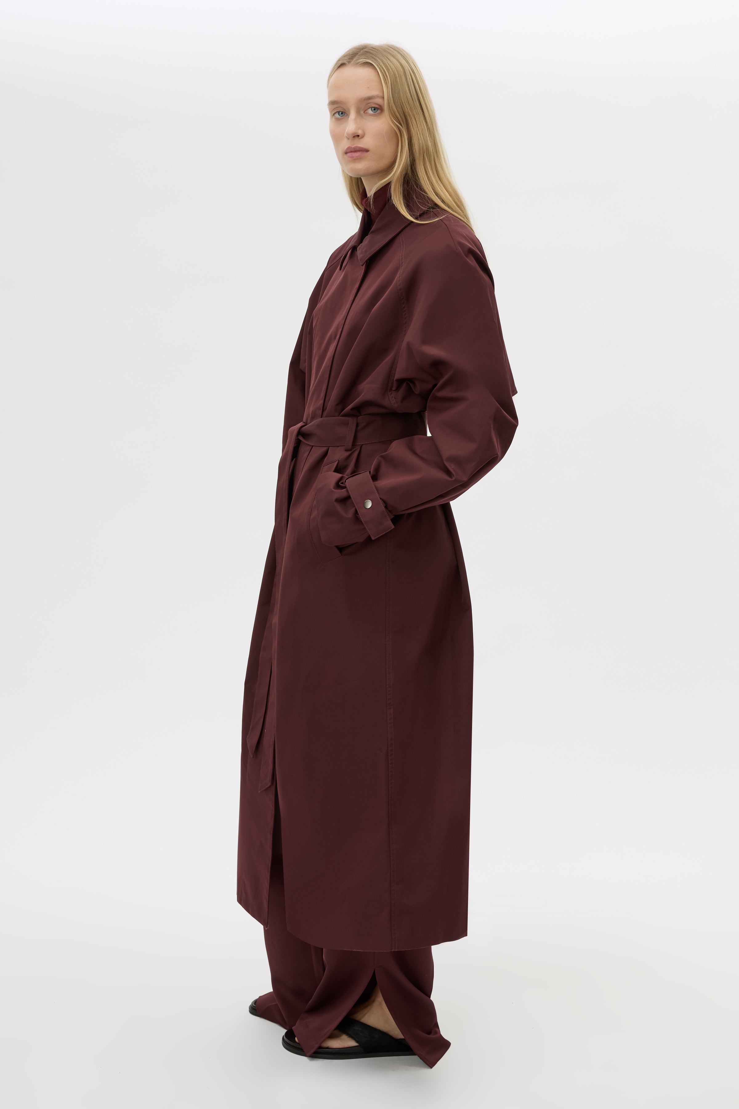 Camilla and Marc Dia Car Coat in Burgundy - styled look