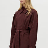 Camilla and Marc Dia Car Coat in Burgundy - close up