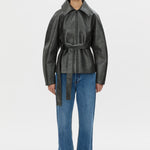 Camilla and Marc Oreno Croc Belted Jacket in Charcoal - side view