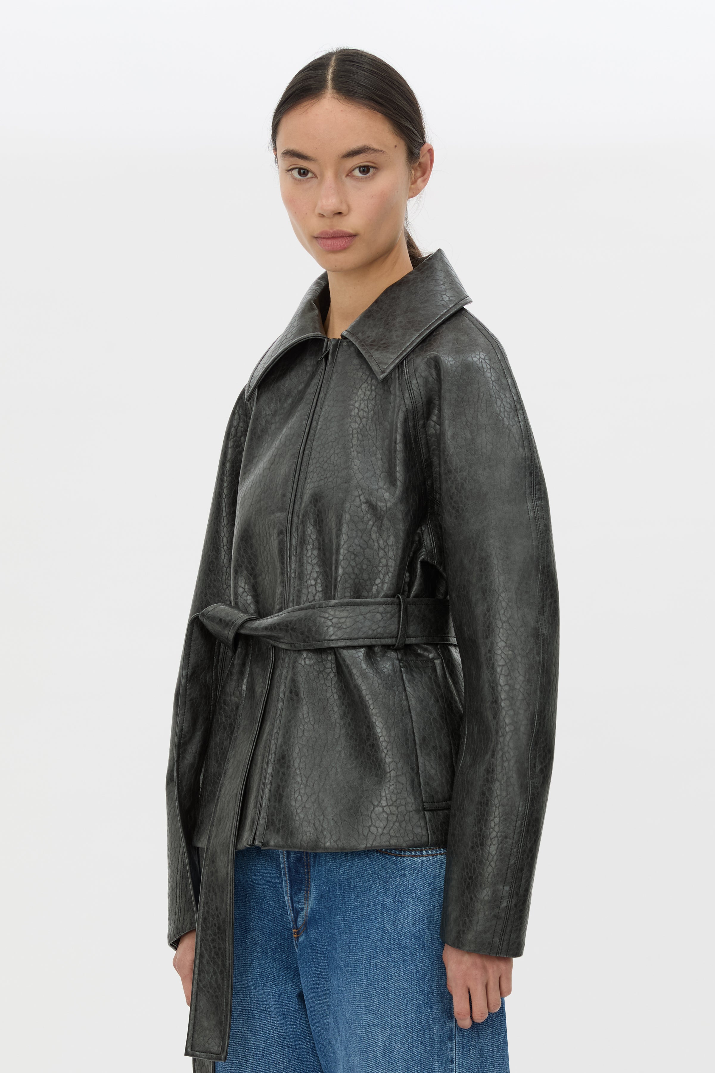 Camilla and Marc Oreno Croc Belted Jacket in Charcoal - outfit inspiration
