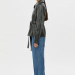 Camilla and Marc Oreno Croc Belted Jacket in Charcoal - detail view