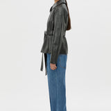 Camilla and Marc Oreno Croc Belted Jacket in Charcoal - detail view