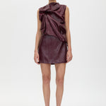 Camilla and Marc Sana Drape Tailored Mini Dress in Burgundy