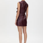 Camilla and Marc Sana Drape Tailored Mini Dress in Burgundy - side view