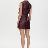 Camilla and Marc Sana Drape Tailored Mini Dress in Burgundy - side view