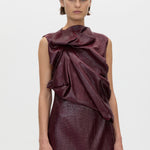 Camilla and Marc Sana Drape Tailored Mini Dress in Burgundy - styled look