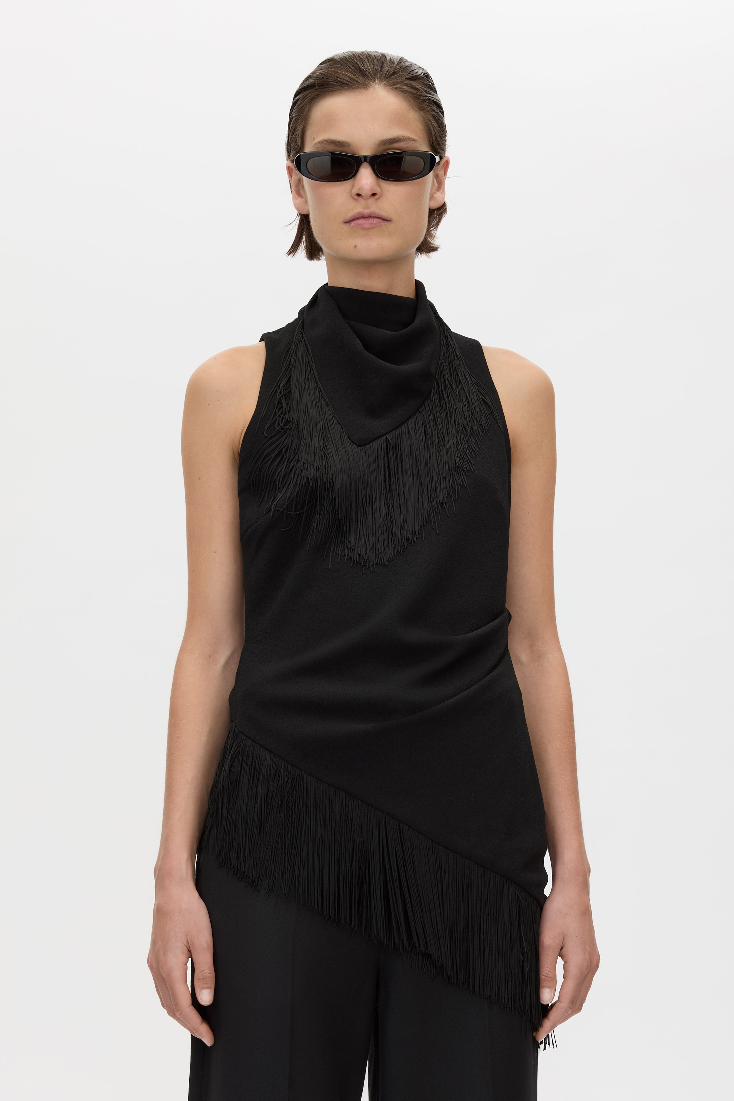 Camilla and Marc Dune Fringe Top in Black - outfit inspiration