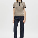Camilla and Marc Platinum Short Sleeve Polo in Oat Stripe