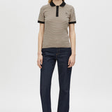 Camilla and Marc Platinum Short Sleeve Polo in Oat Stripe