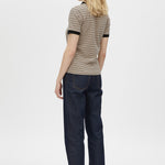 Camilla and Marc Platinum Short Sleeve Polo in Oat Stripe