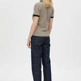 Camilla and Marc Platinum Short Sleeve Polo in Oat Stripe