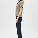 Camilla and Marc Platinum Short Sleeve Polo in Oat Stripe