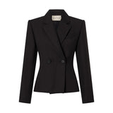 Camilla and Marc Saxony Fitted Cropped Blazer in Espresso Pindot