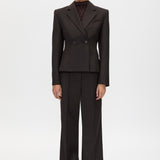 Camilla and Marc Saxony Fitted Cropped Blazer in Espresso Pindot