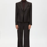 Camilla and Marc Saxony Fitted Cropped Blazer in Espresso Pindot
