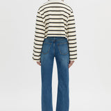 Camilla And Marc Liat Stripe Crop Polo Top in Soft White Stripe