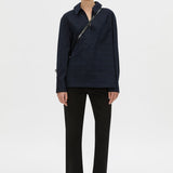 Camilla And Marc Lourdes Check Half Placket Shirt in Navy